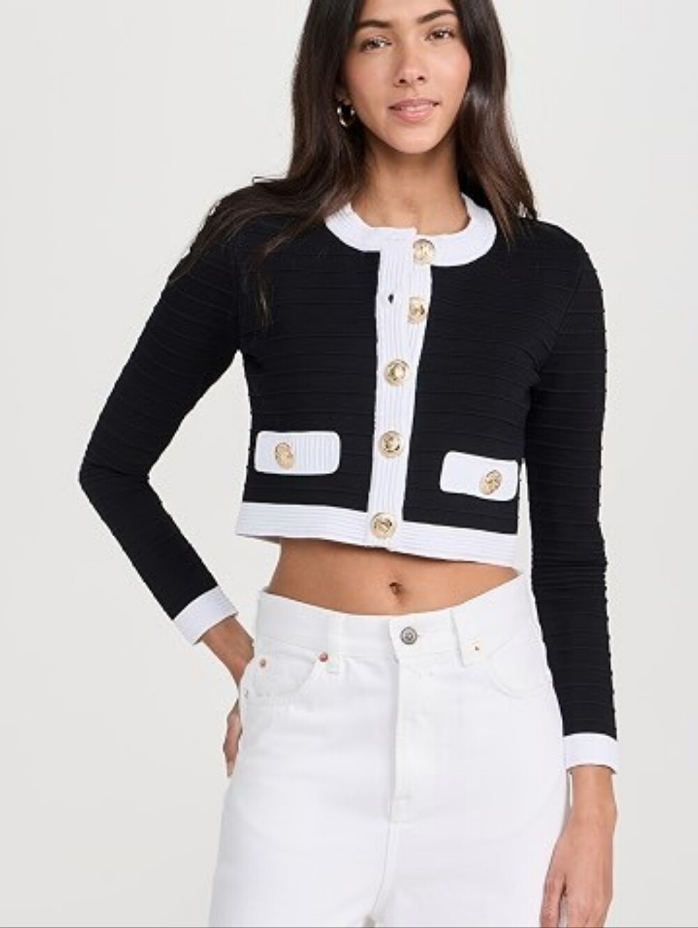 RETROFETE Moore Bandage Knit Jacket Blazer Cardigan Black White XL - Picture 1 of 16